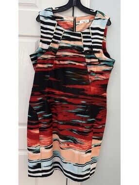 Calvin Klein Multicolored Sheath Sleeveless Dress Size 16